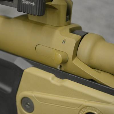 Finished side bolt release on Remington 700 action