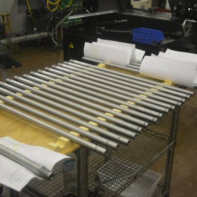 KP stainless steel rifle blanks staged up for the LRI barreling process